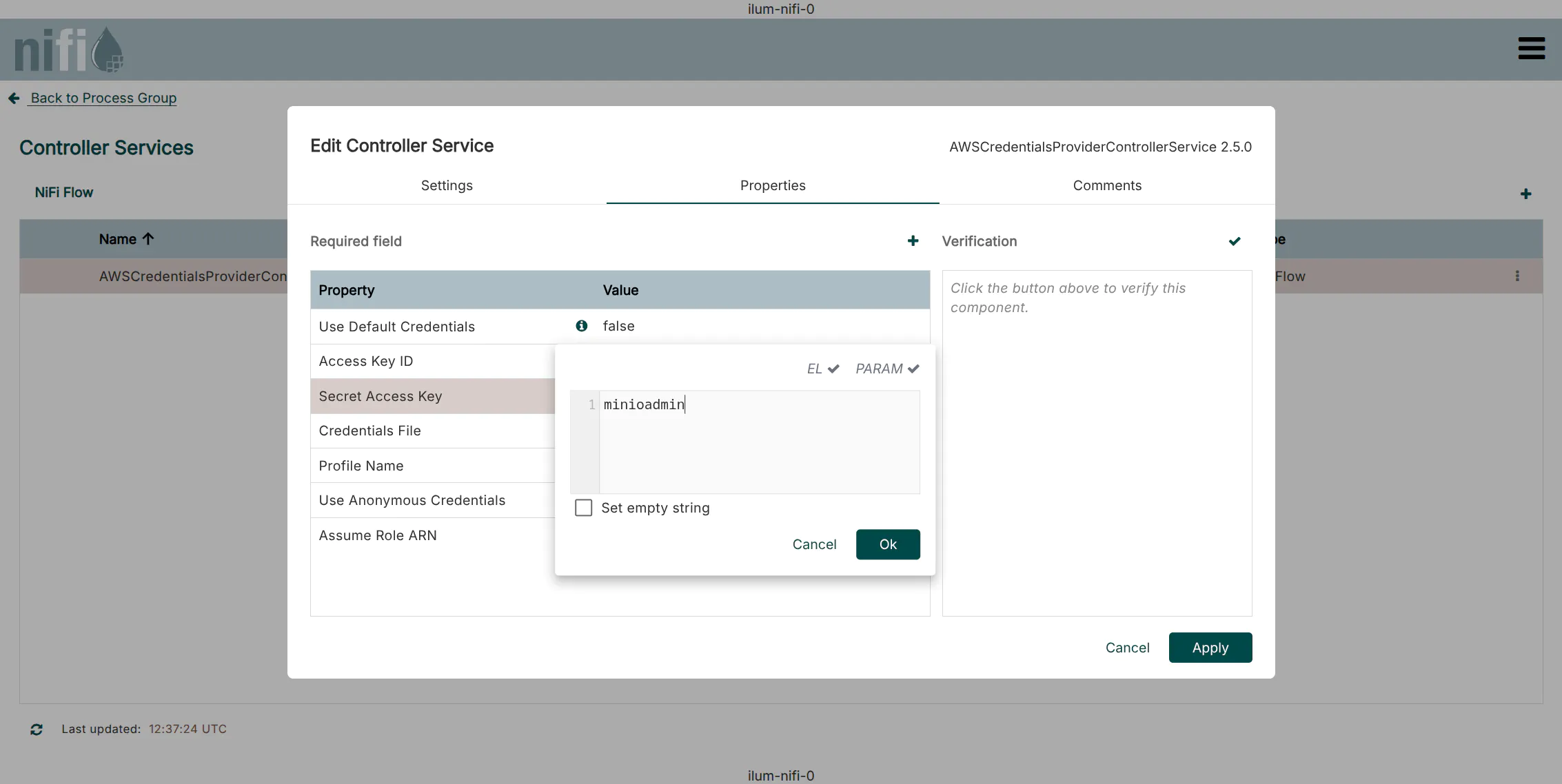Placing the key of the credentials provider