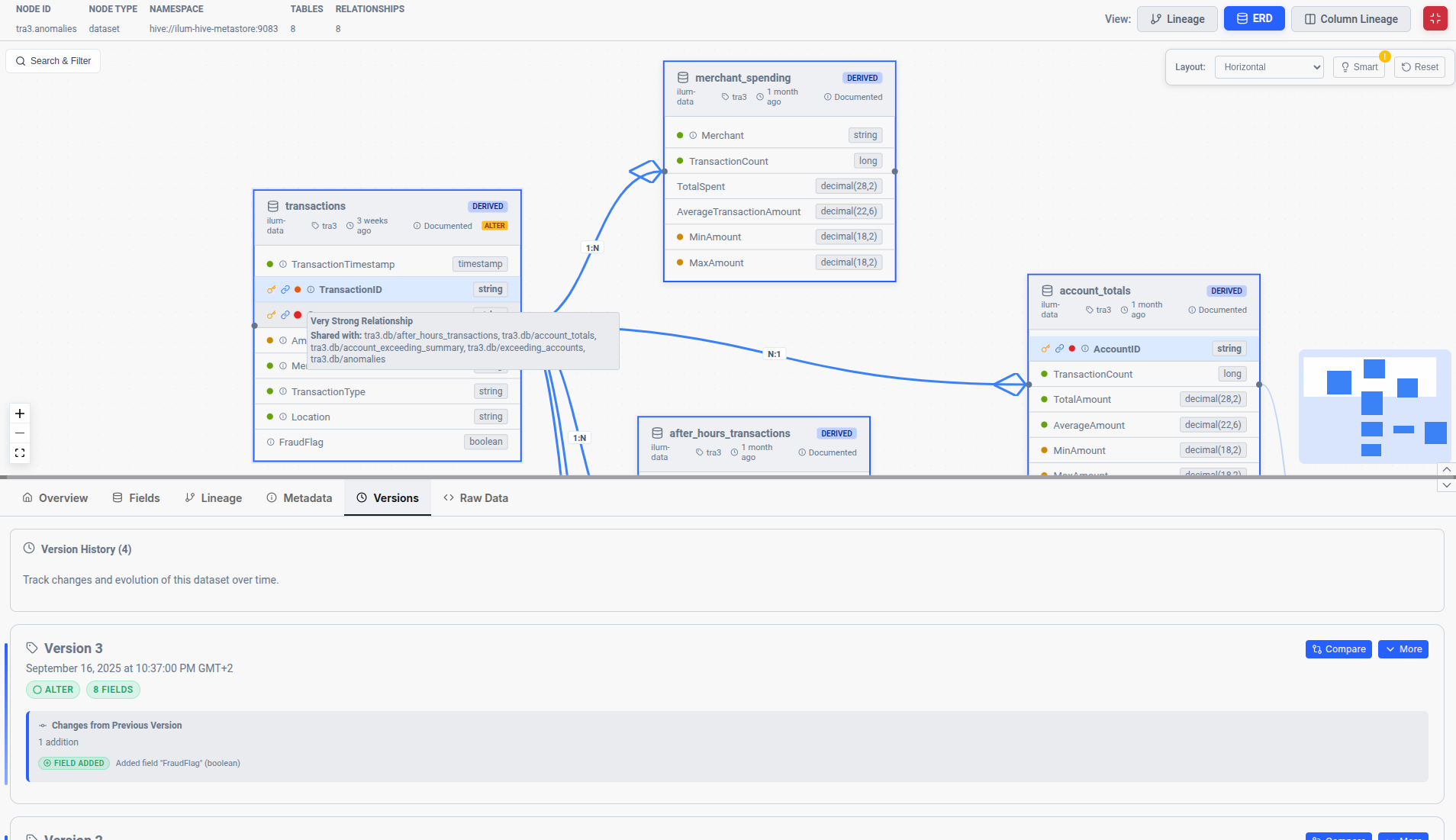 Example lineage graph