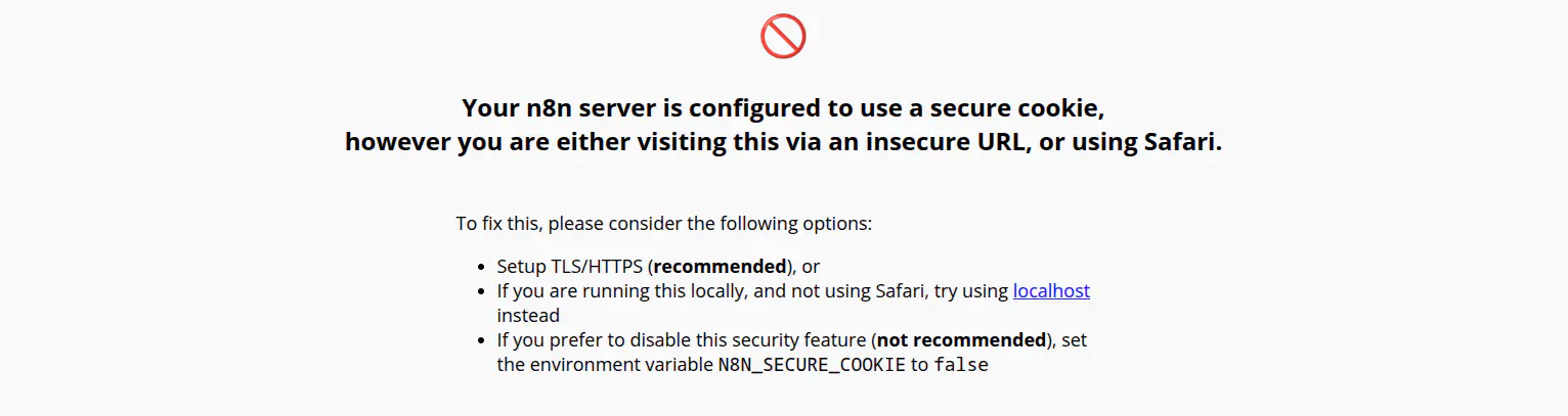 n8n HTTP warning message