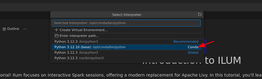 Select remote Python interpreter